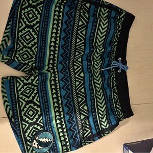 Men's Athletic Swim Shorts in Blue & Green Grateful Dead